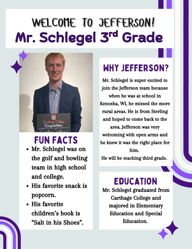 Mr. Schlegel introduction post with picture and background information