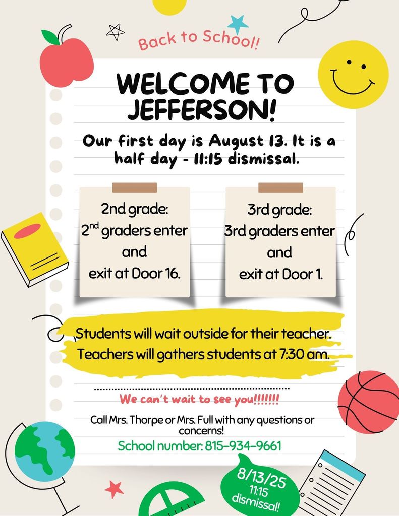 First day flyer with pickup and drop off information