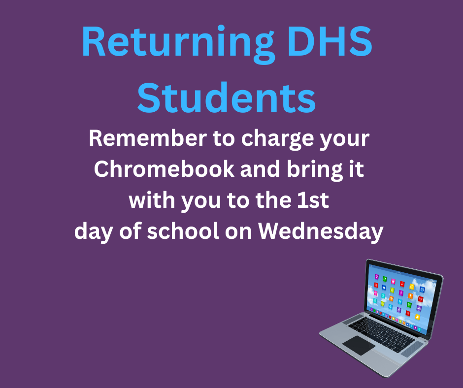 Reminder graphic - Charge Chromebooks
