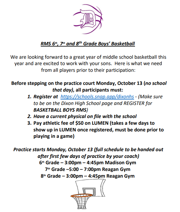 RMS Boys Basketball Sign Up