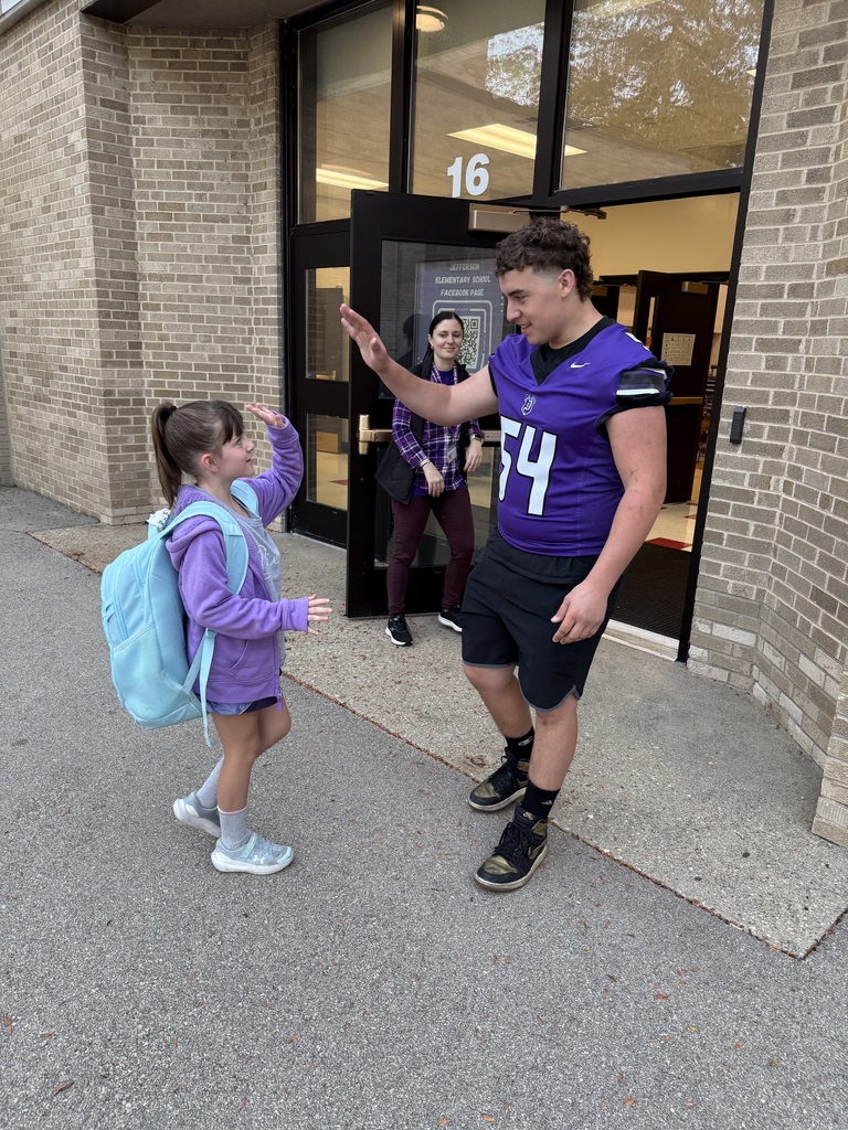 Our Dukes high five our elementary students on their way into the building this morning 