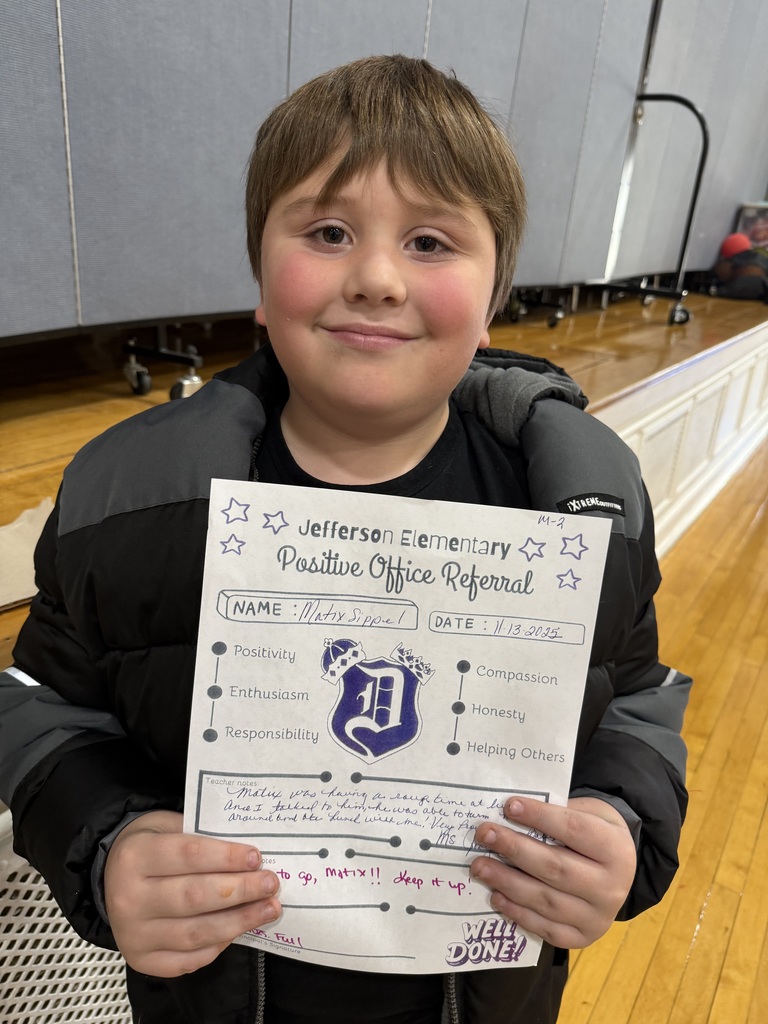 2nd graders with positive office referrals and prizes