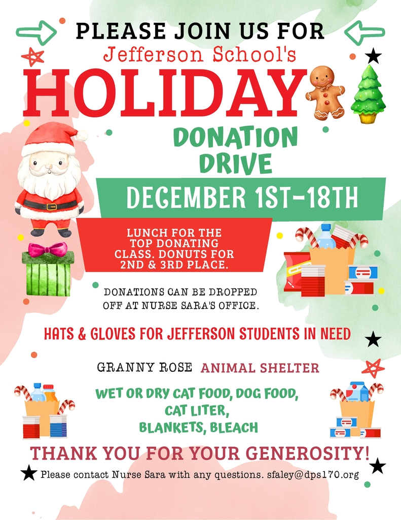 holiday donation flyer taking collents december 1 through 8th.