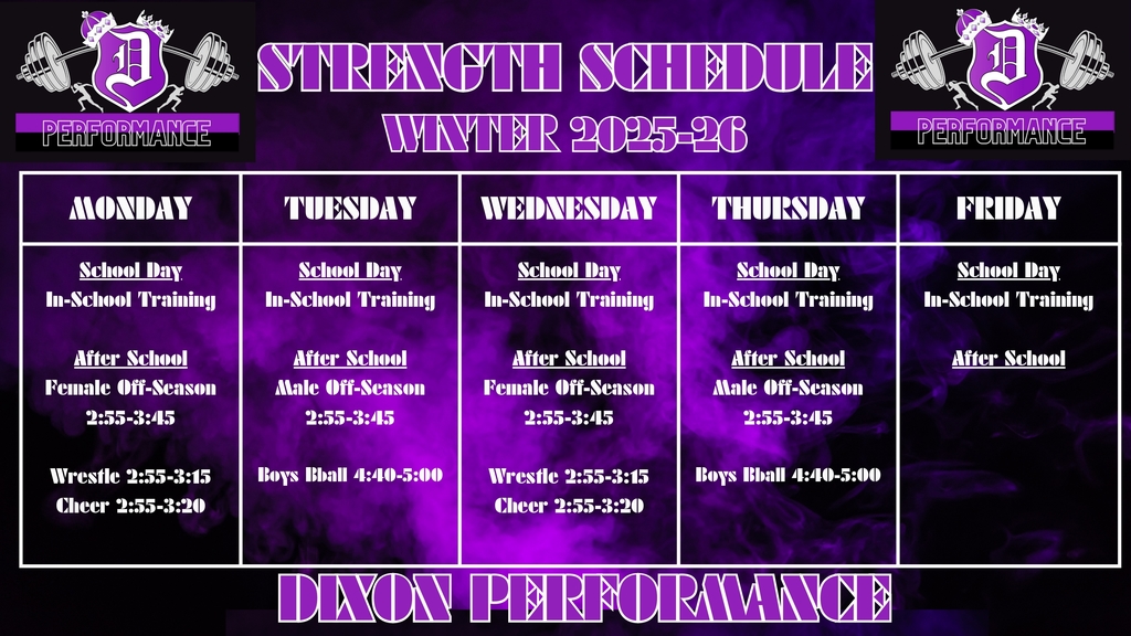 dixon performance schedule winter 25-26