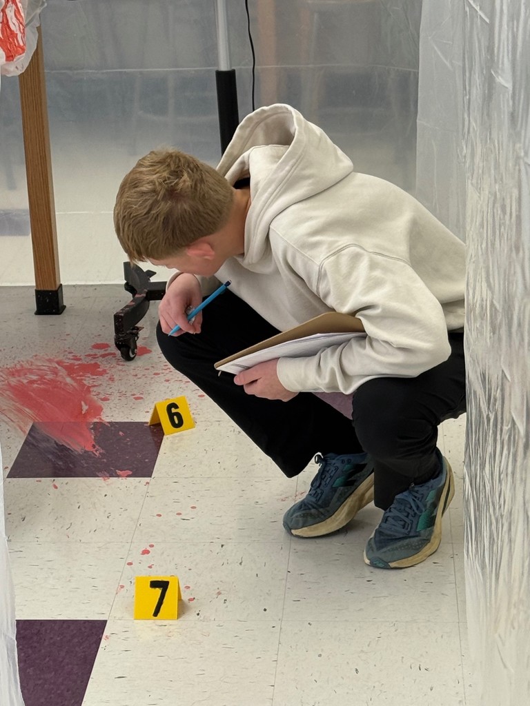 dhs forensic students looking at crime scene