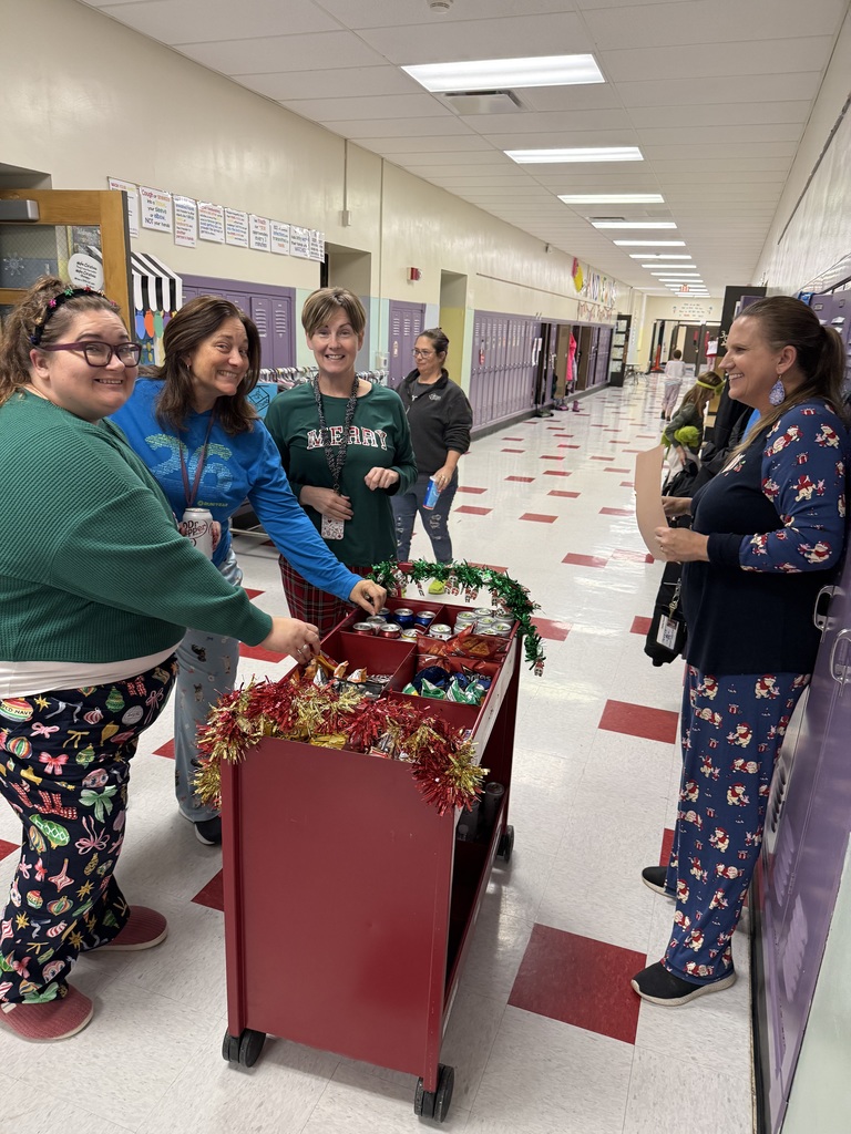 Teachers getting treads from the treat cart