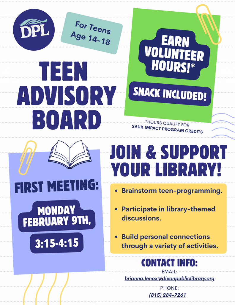 dixon public library teen outreach flyer