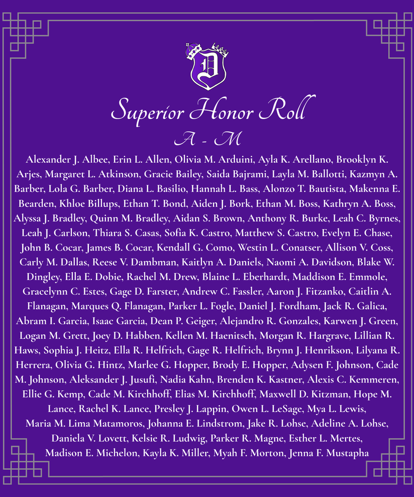 Graphics listing honor roll students