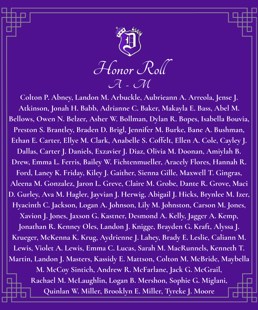 Graphics listing honor roll students