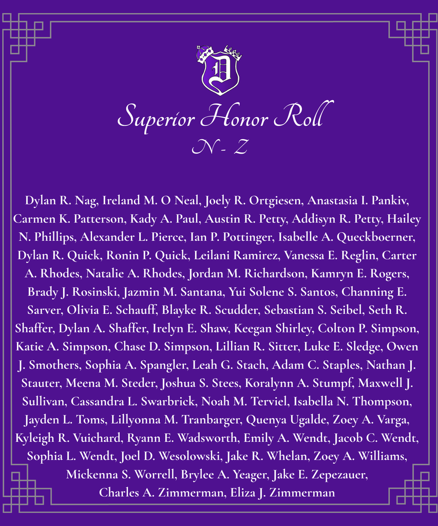 Graphics listing honor roll students