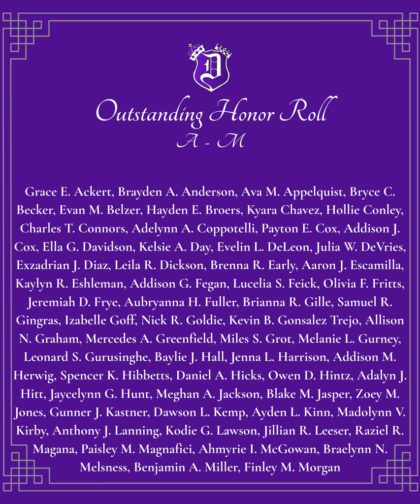 Graphics listing honor roll students