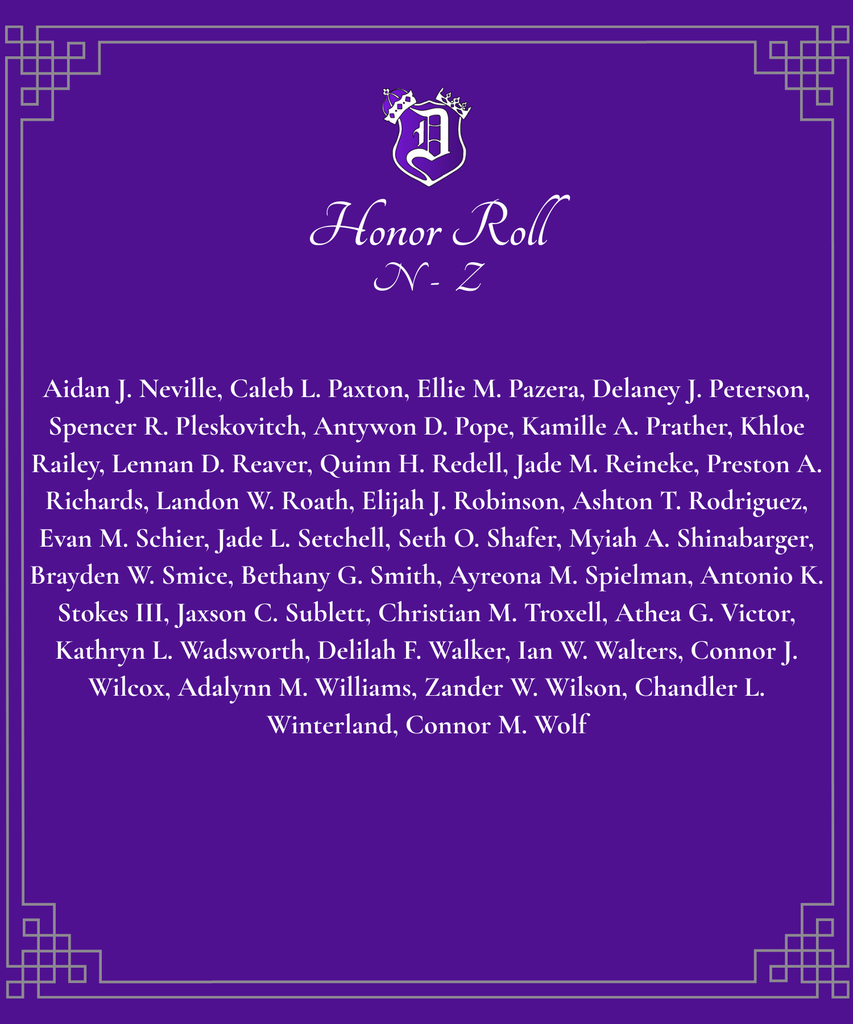 Graphics listing honor roll students
