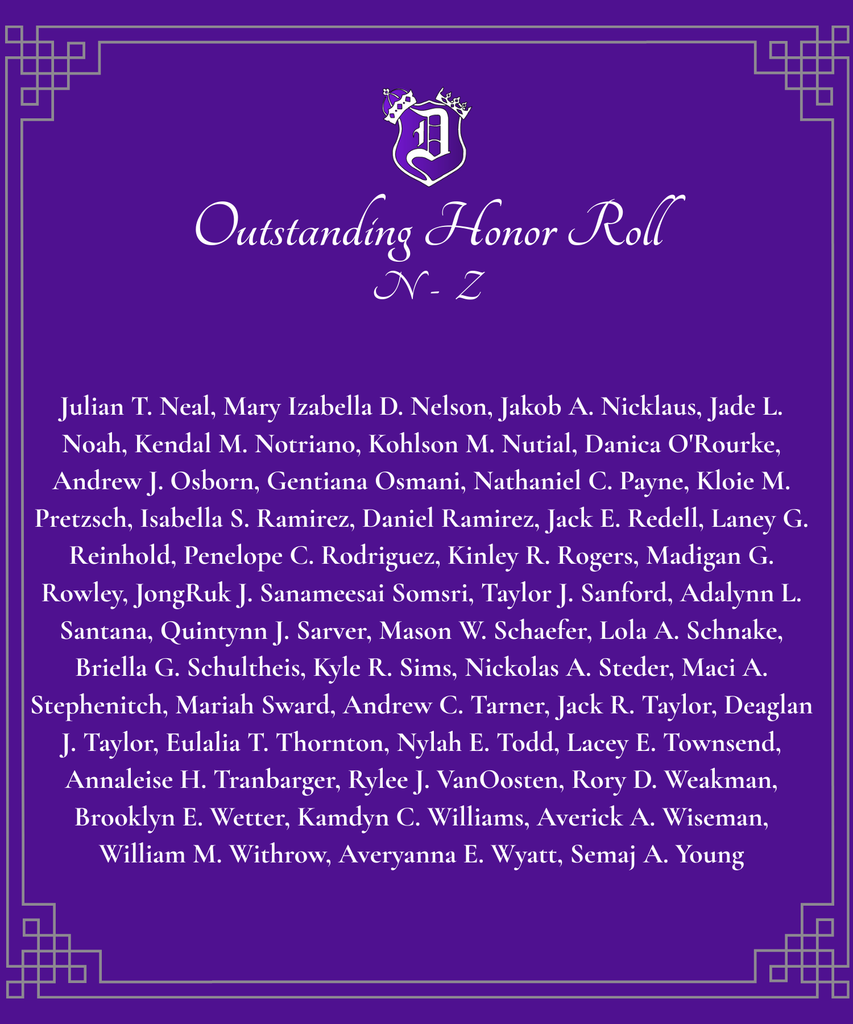 Graphics listing honor roll students