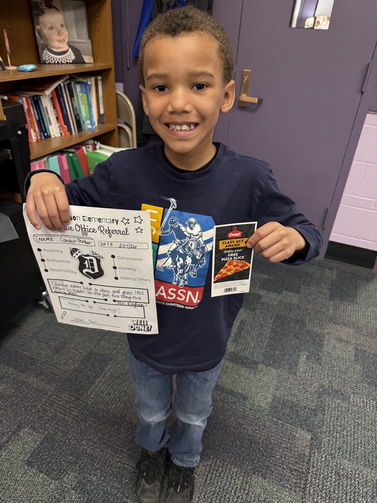 2nd graders with positive office referrals and prizes 