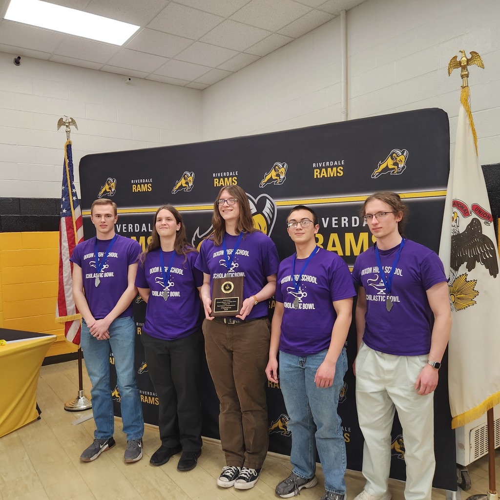 scholastic bowl team holding plaque and wearing medals