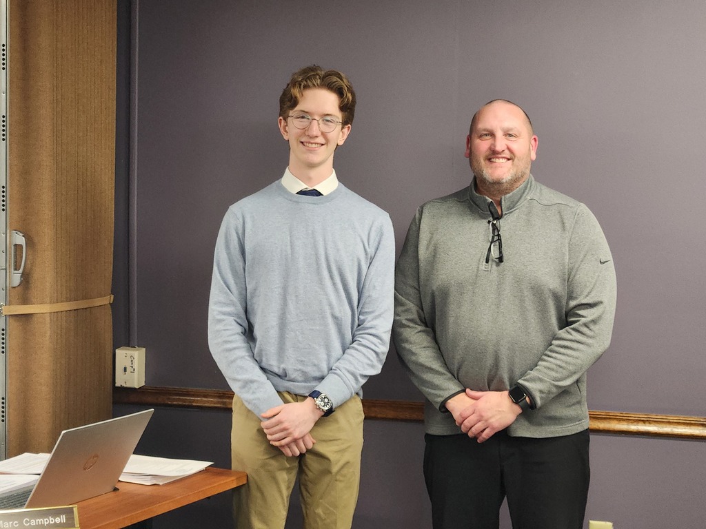Photo of Principal Shaner with the DHS March Student of the Month