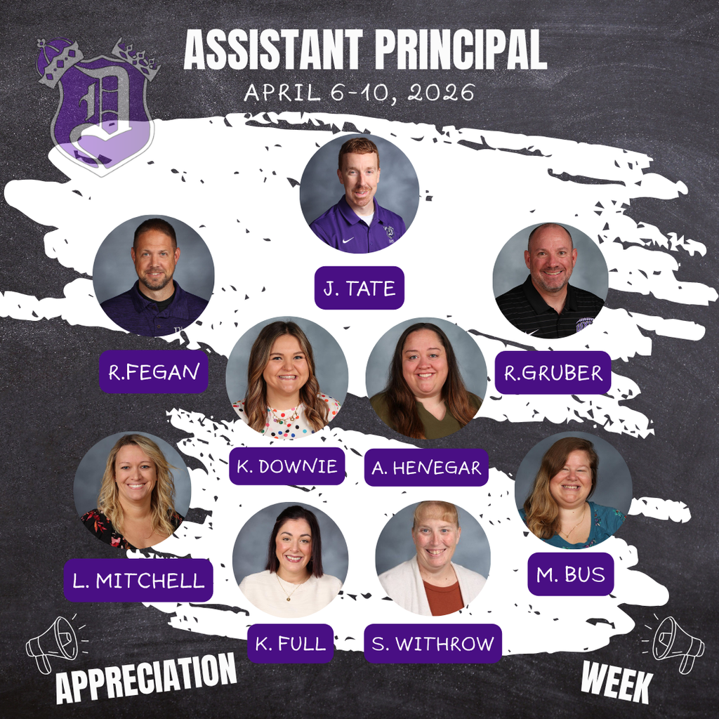 assistant principals smiling on graphic with dps logo