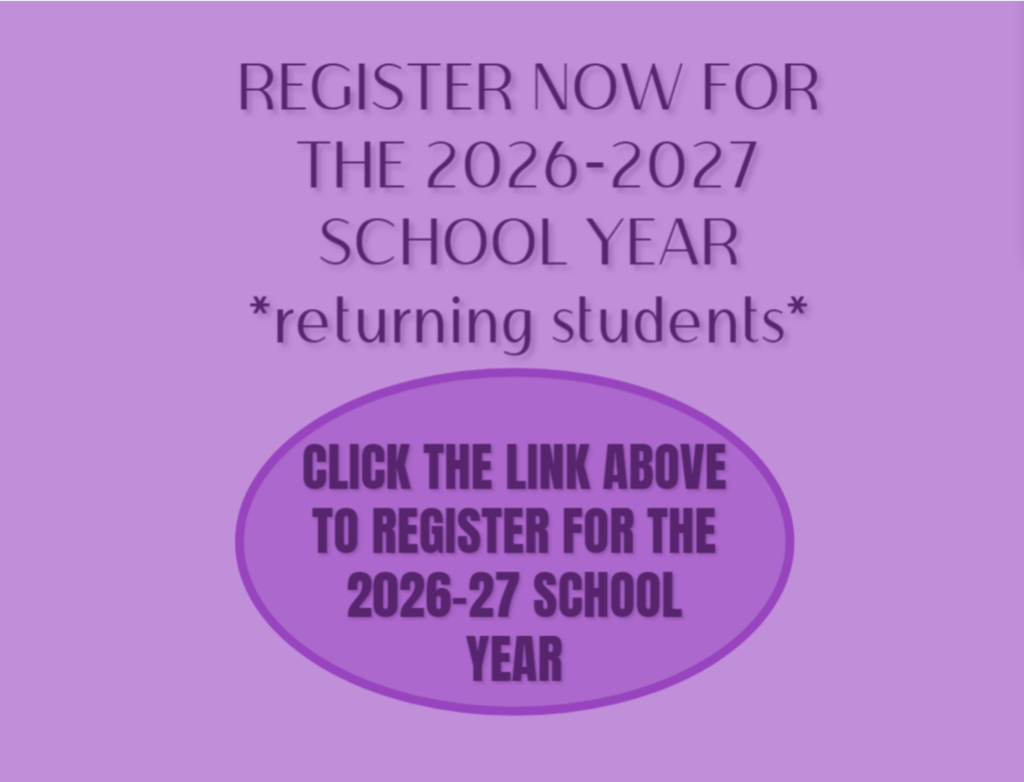 purple registration graphic with info on it and 26-27 school year