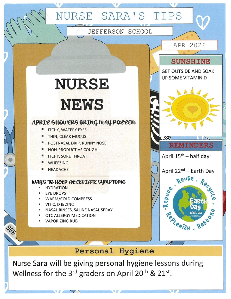 Nurse Sara's school health newsletter.