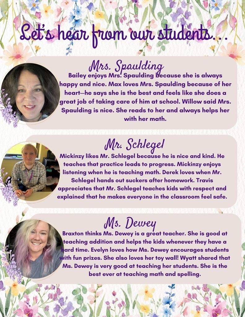 message from our students regarding their teachers