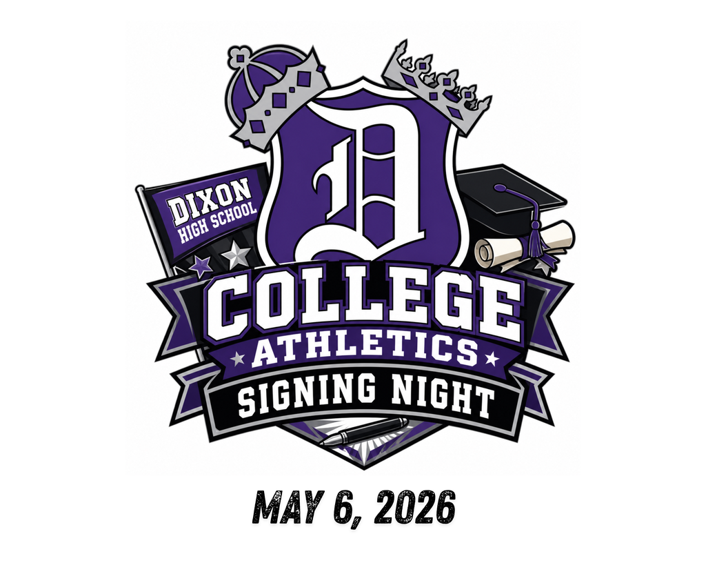 college signing night with dps logo and diploma with cap and gown