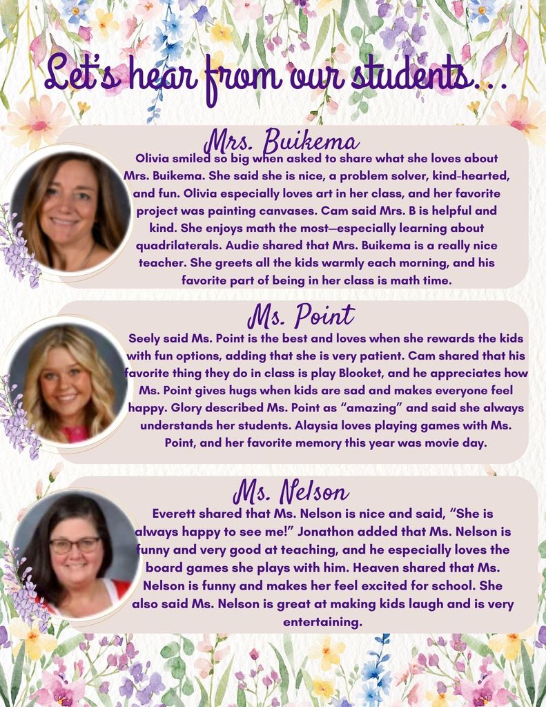 Mrs. Buikema, Ms. Nelson, and Ms. point teacher appreciation day