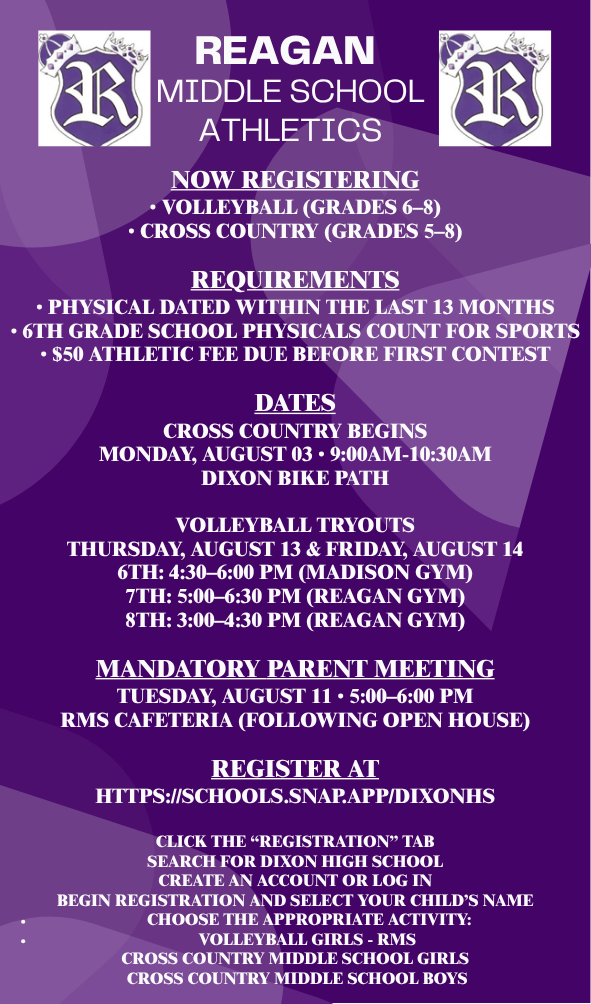 RMS Fall Athletics Registration and Information