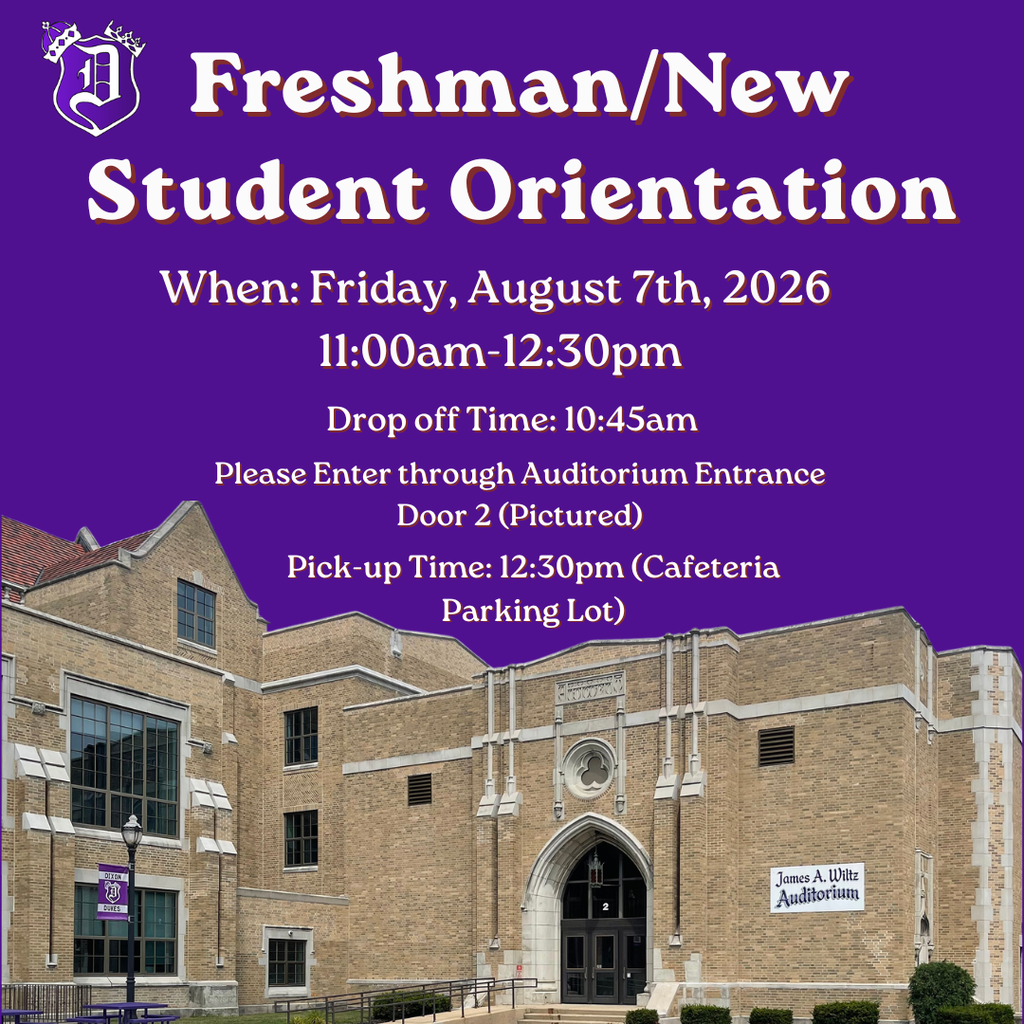 Freshman New Student Orientation 2026 graphic with auditorium door and entrance