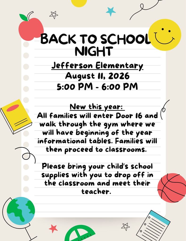 Back to school night, august 11, 5:00-6:00 pm. Welcome back!