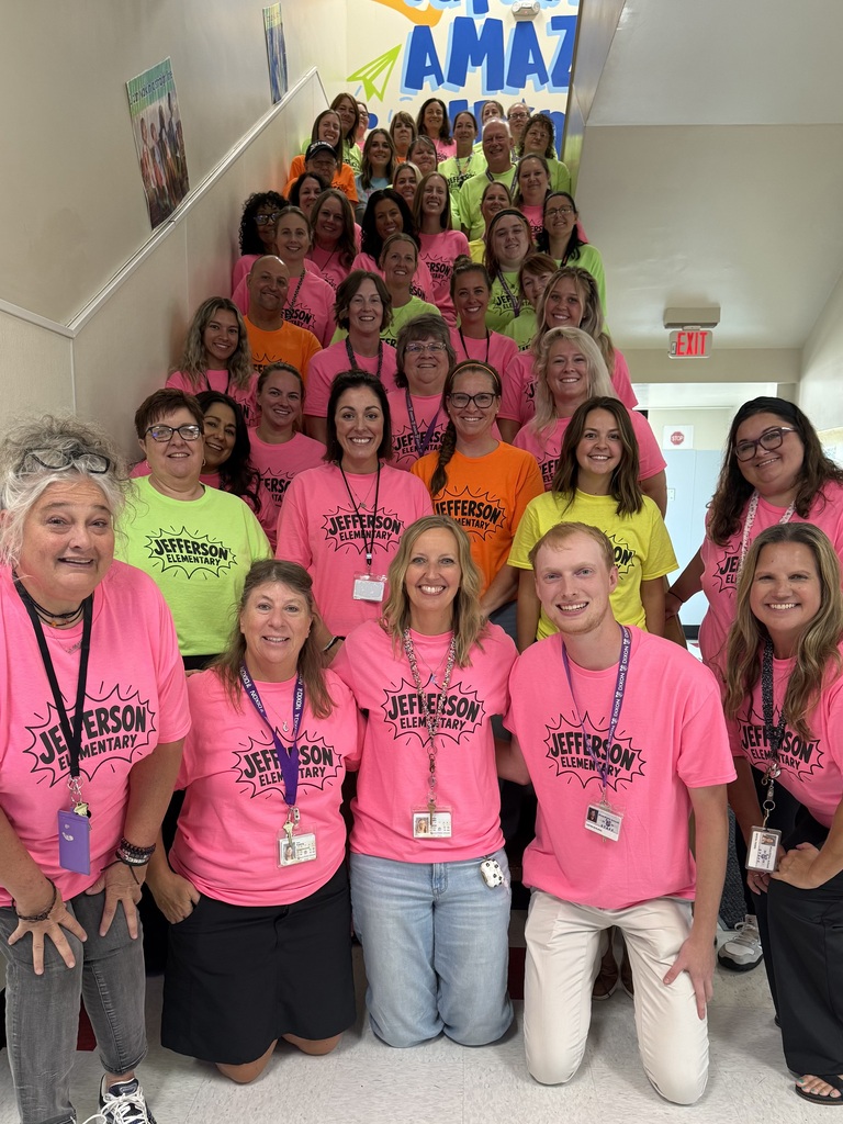 2ND AND 3RD GRADE STAFF PHOTO ON STAIRS 