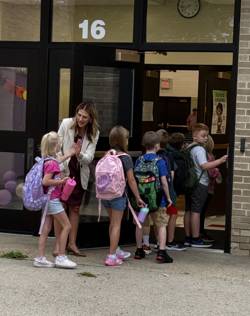 Dr. Huyett greeting 2nd graders
