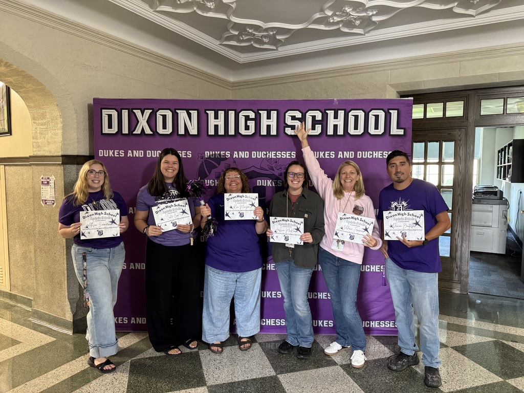 spirit stick award winners DHS week 2 holding their certificates