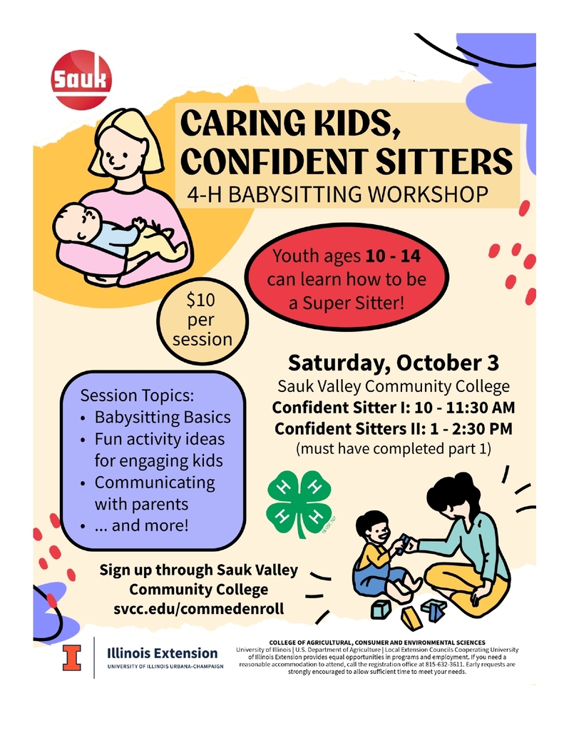babysitting flyer with dates and times