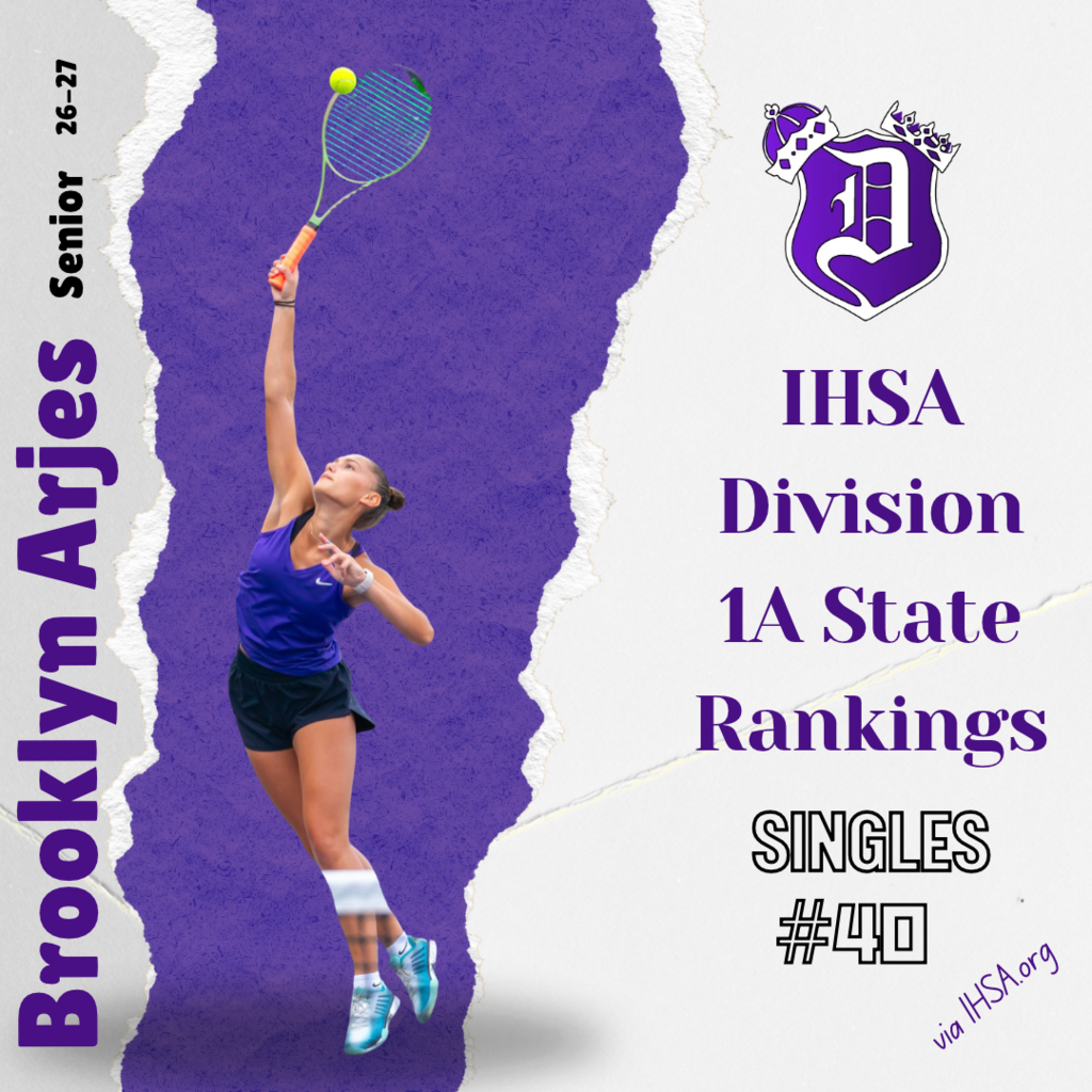 Brooklyn Arjes serving tennis ball over net
