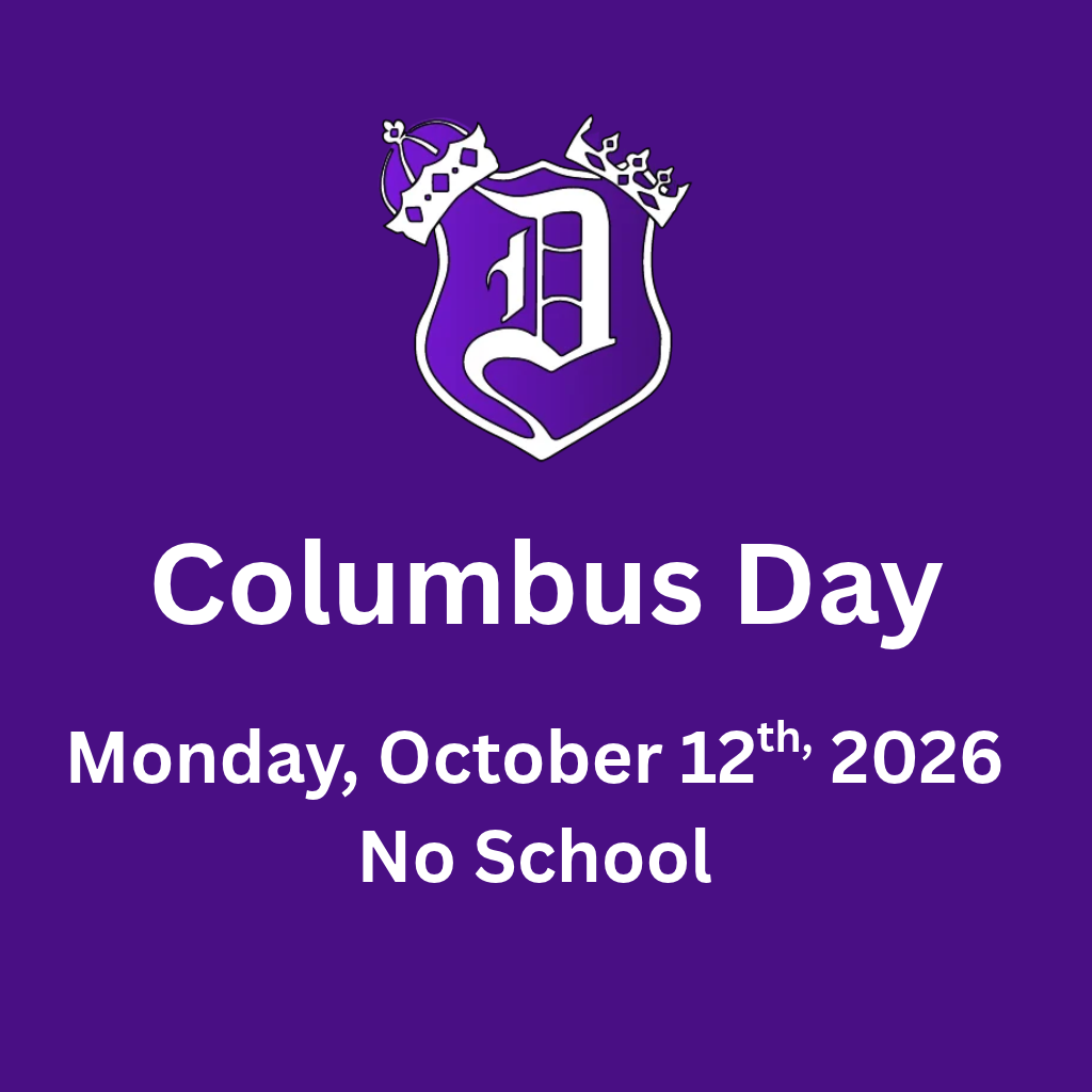 Columbus Day graphic with info about no school