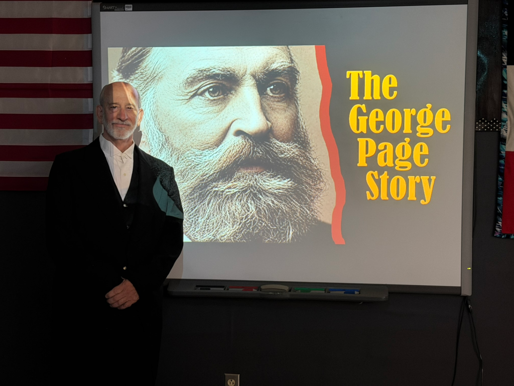Tom Wadsworth giving presentation on George Page