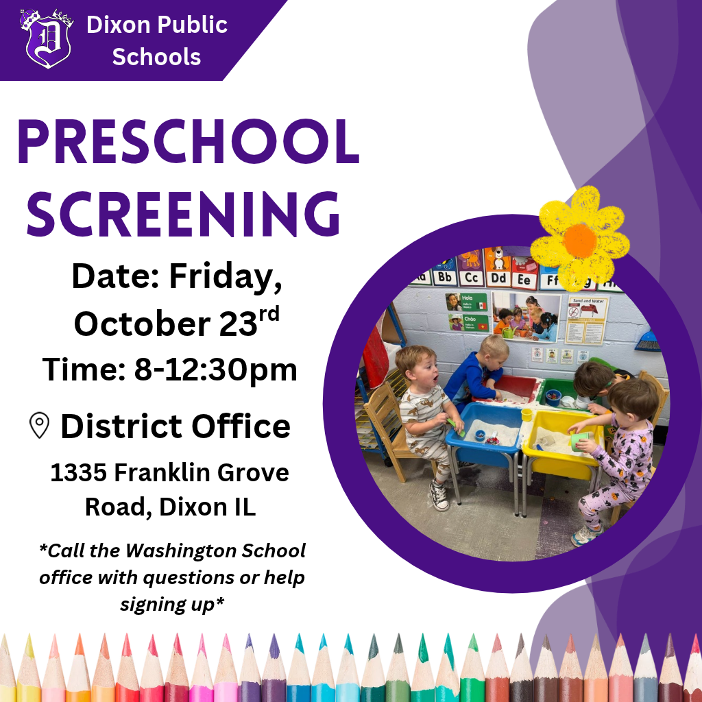 preschool screening graphic with dates and times