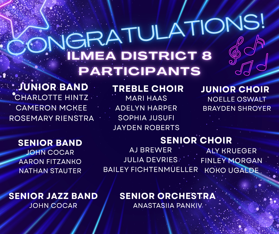 names of band and choir members that made honors