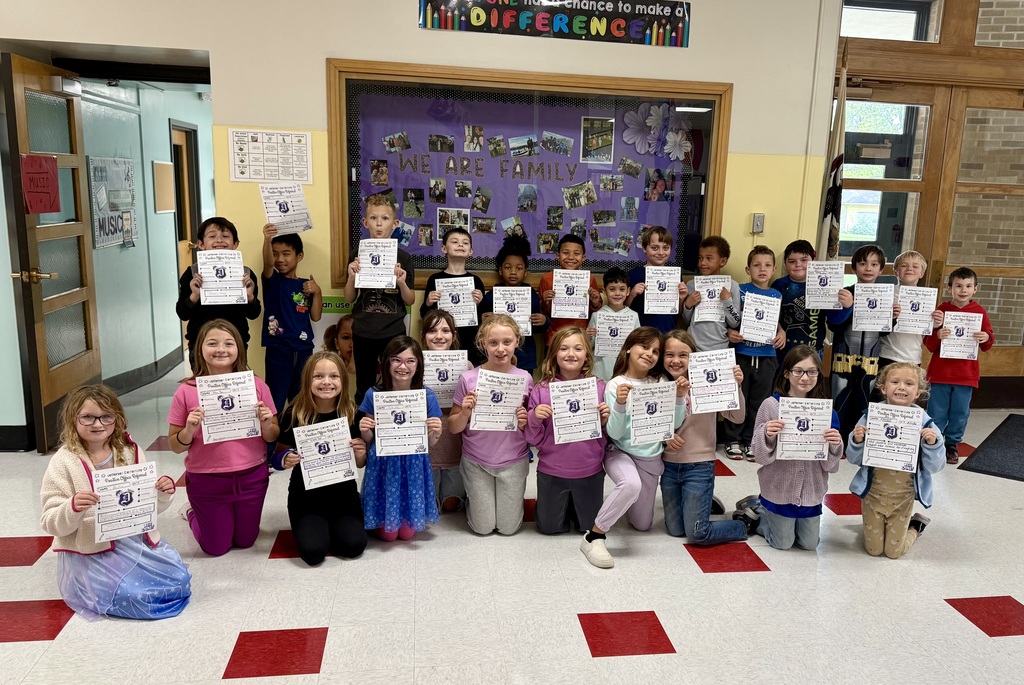 2nd and third graders with their positive office referrals