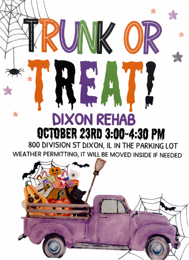 trunk or treat flyer with dates and times