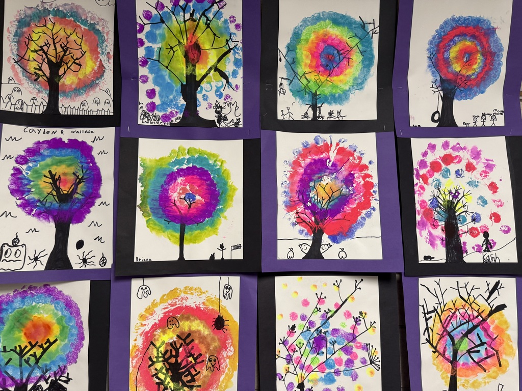 trees painted by our third graders 