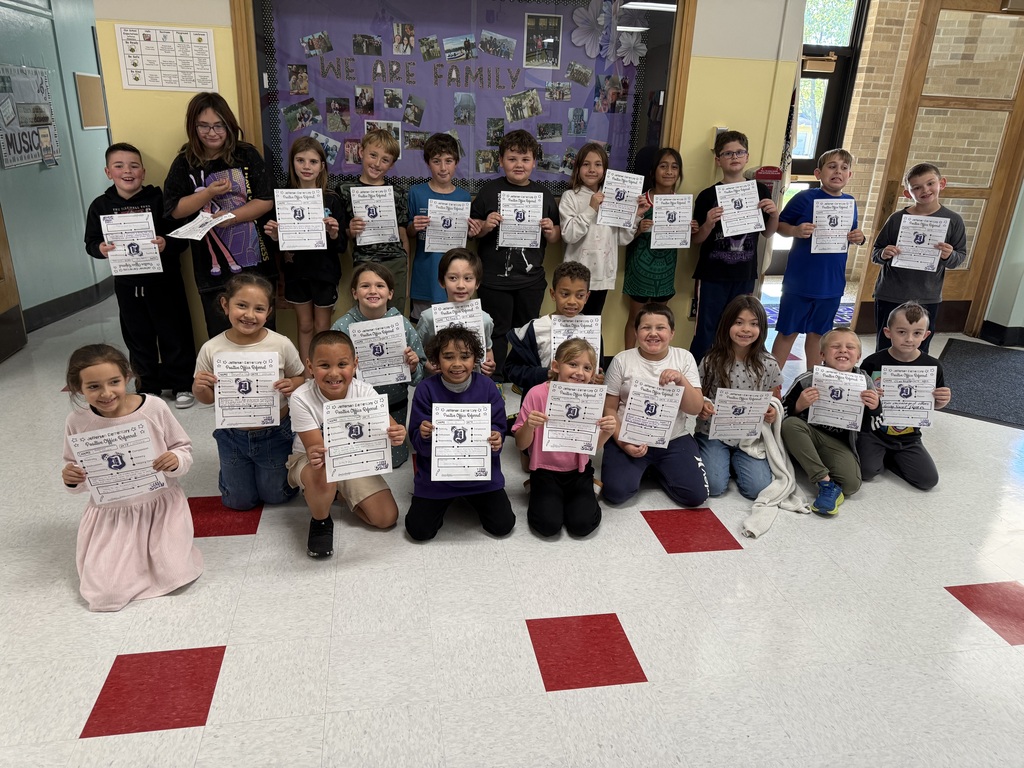 2nd and third graders with their positive office referrals 