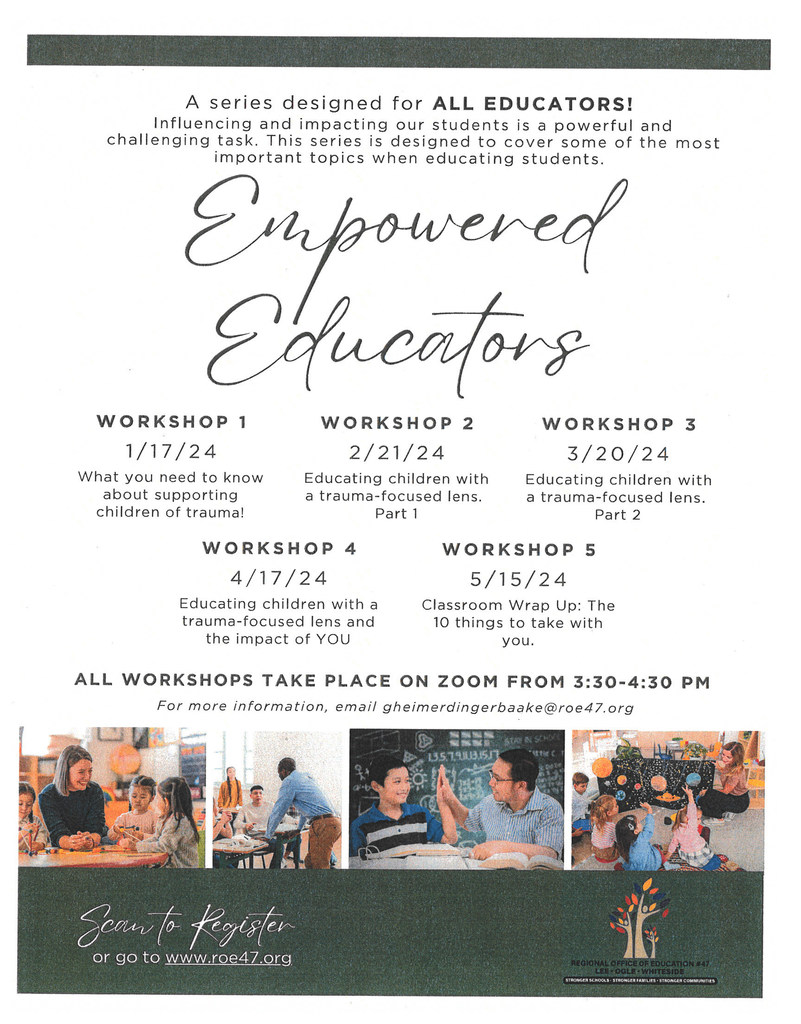 Flyer with educator workshop information