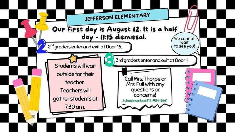 jefferson elementary first day graphic with instructions