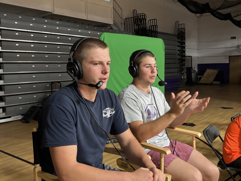 broadcast club students commentating and running the cameras