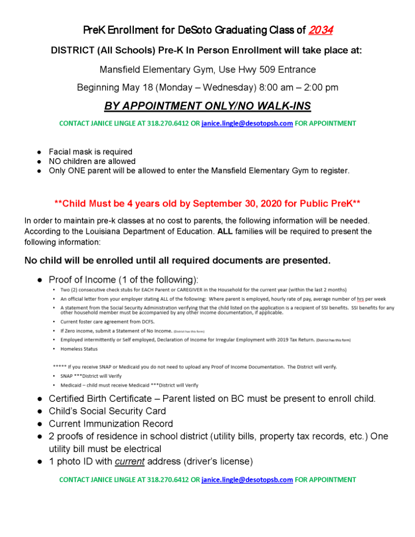 Documents DeSoto Parish Schools
