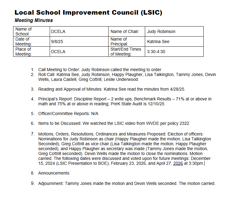 LISC Minutes 9/8/25