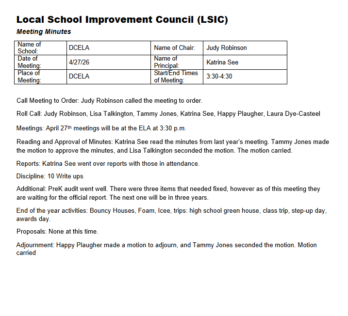 LISC Minutes 4/27/26