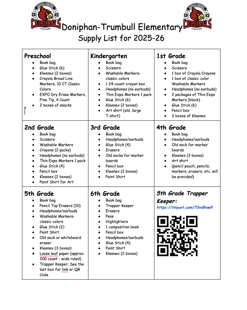 School Supply List