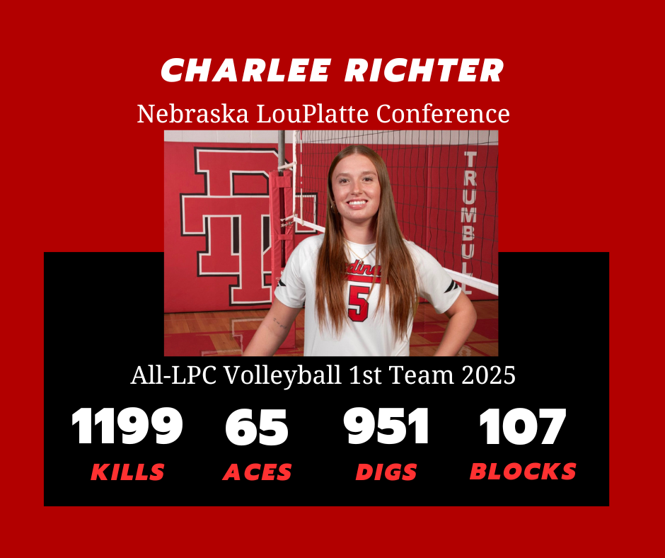 Congratulations to Charlee Richter on being named 1st Team All-LPC, and to Baylee Larson, Emma Hoppe, and Laini Rath on earning LPC Honorable Mention honors!